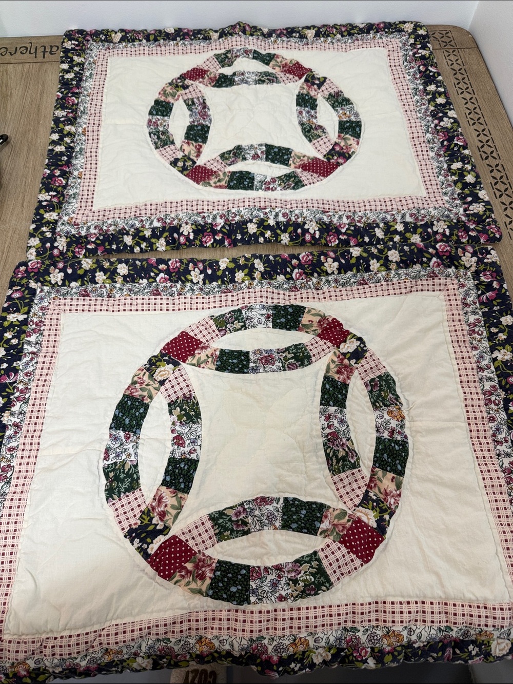 Vintage Floral Patchwork Quilted Pillow Sham Set of2 Cottagecore Farmhouse 20x26
